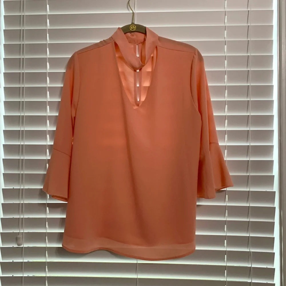 2/$20 or 3/$25 Sz L Peach Blouse w/ Flutter Sleeves - Picture 1 of 7
